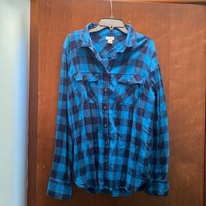 Jcrew blue flannel button up